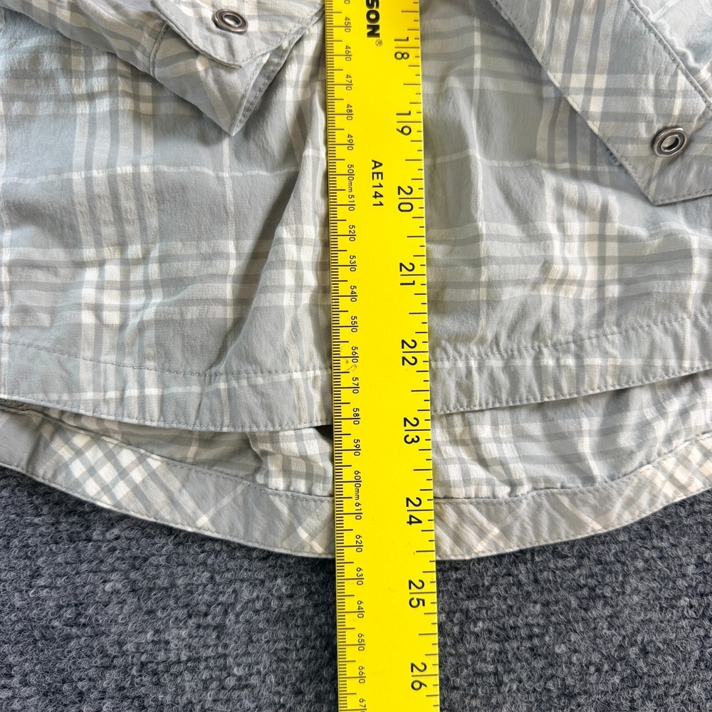 REI Co-op Hiking Shirt Womens Small Gray‎ Plaid Stretch Mesh Lined Snap Front - Picture 7 of 13